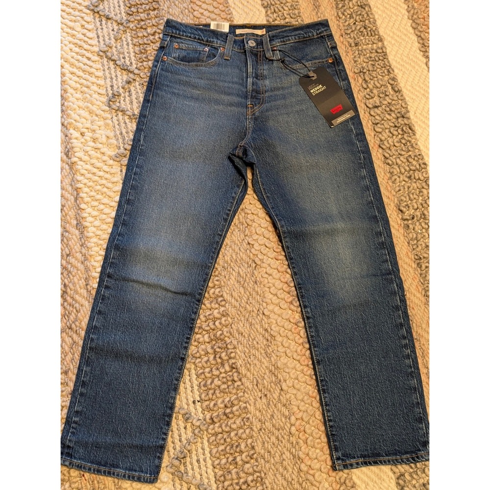 NWT Levis Premium Wedgie Straight High Rise Jeans Blue Denim Size 27x26